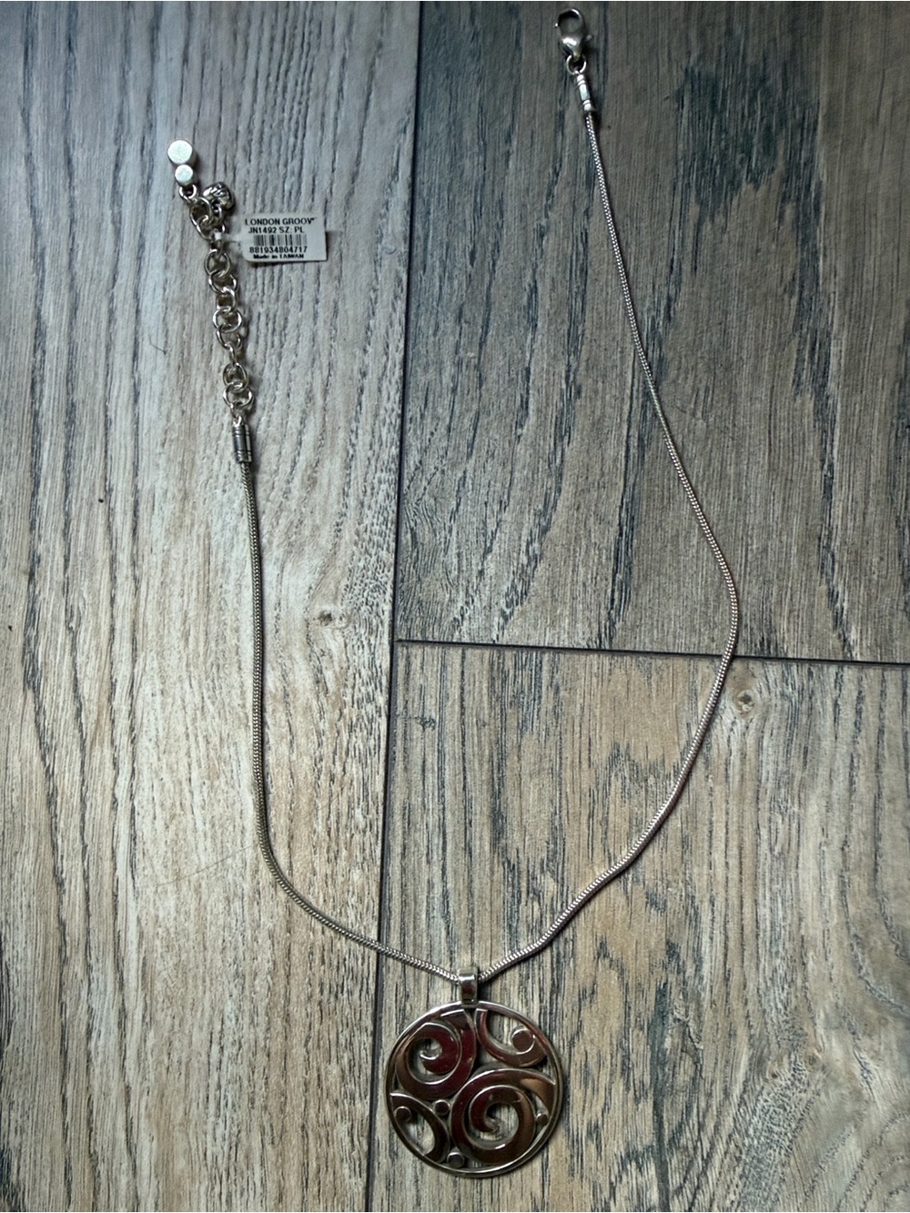 Brighton Silver Swirl Pendant Necklace with Red Accents